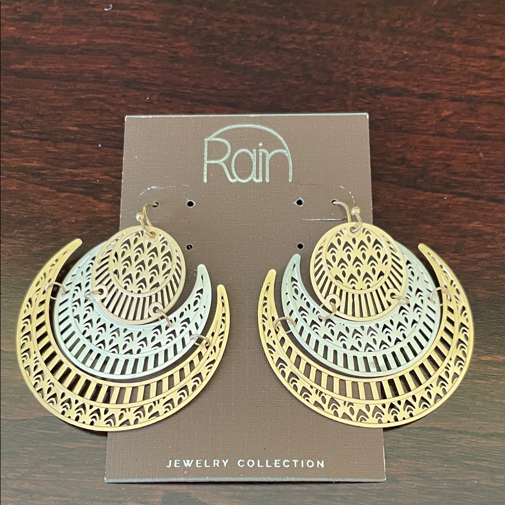 Rain Gold And Silver Filigree Earrings